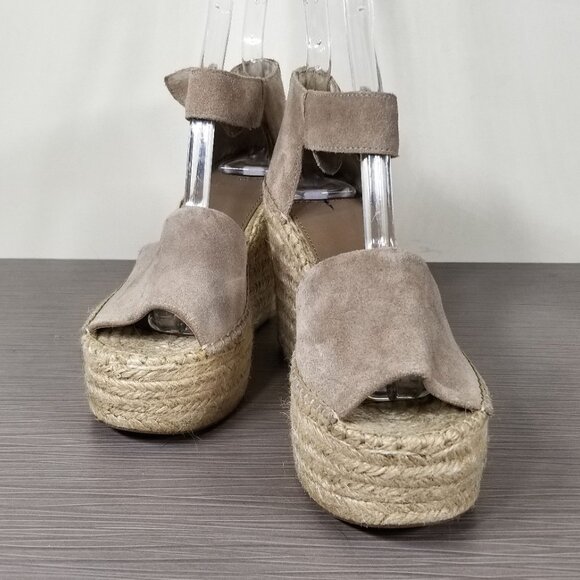 Marc Fisher LTD Lalida Espadrille Wedge Sandals, Tan Suede, Womens Size 5.5 M - Picture 4 of 12
